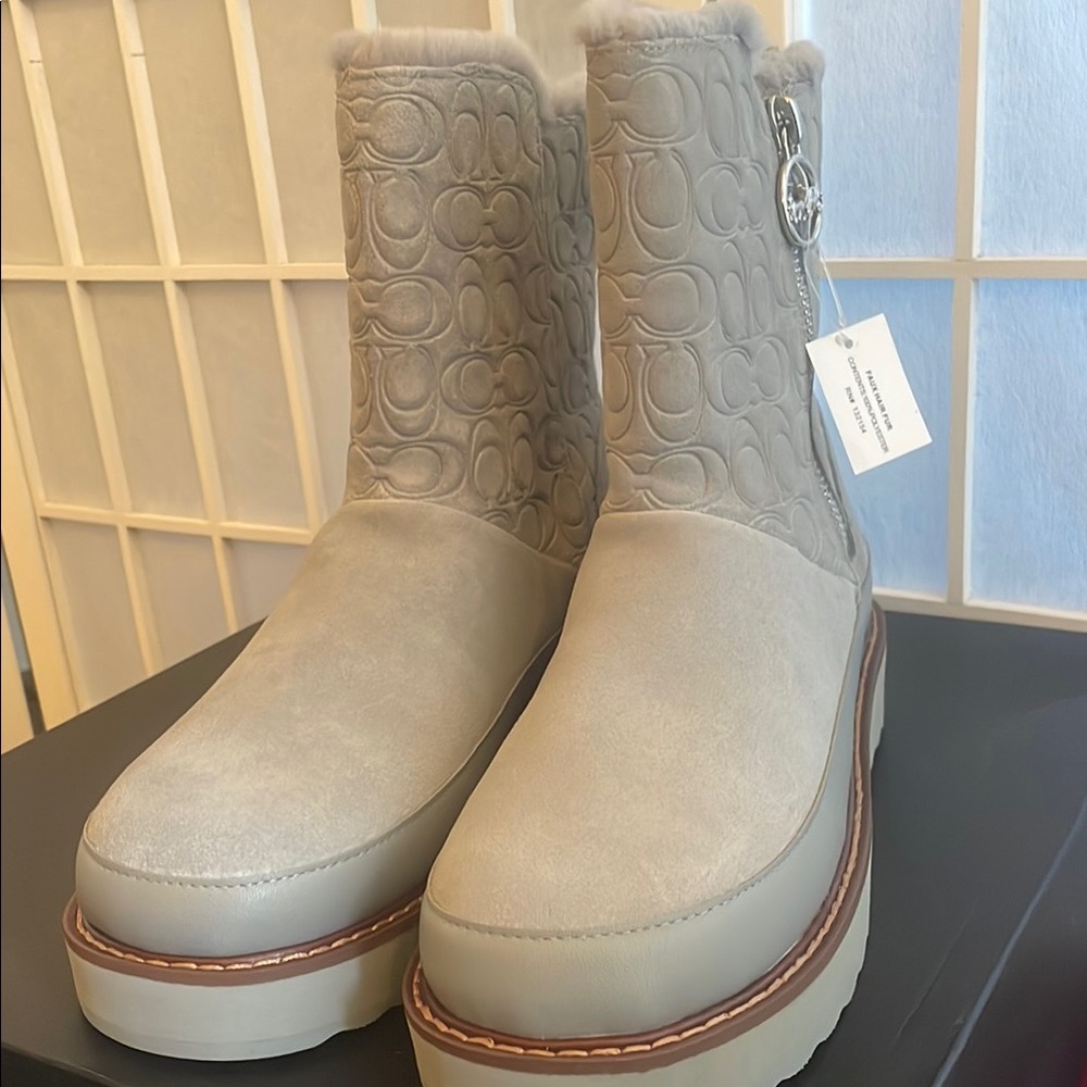 Coach Women's Gray Suede Ankle Boots - Picture 3 of 9